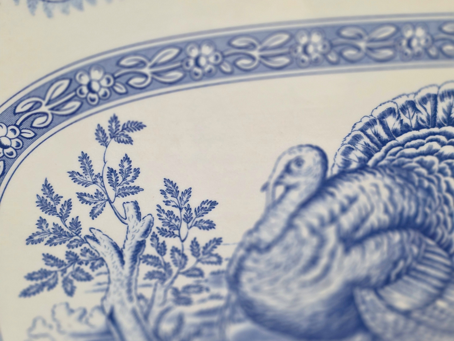 Festival Blue Turkey Platter by Spode Oval Serving Platter Festival Blue Pattern