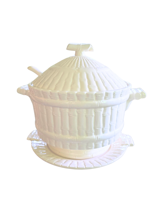 White bamboo soup tureen