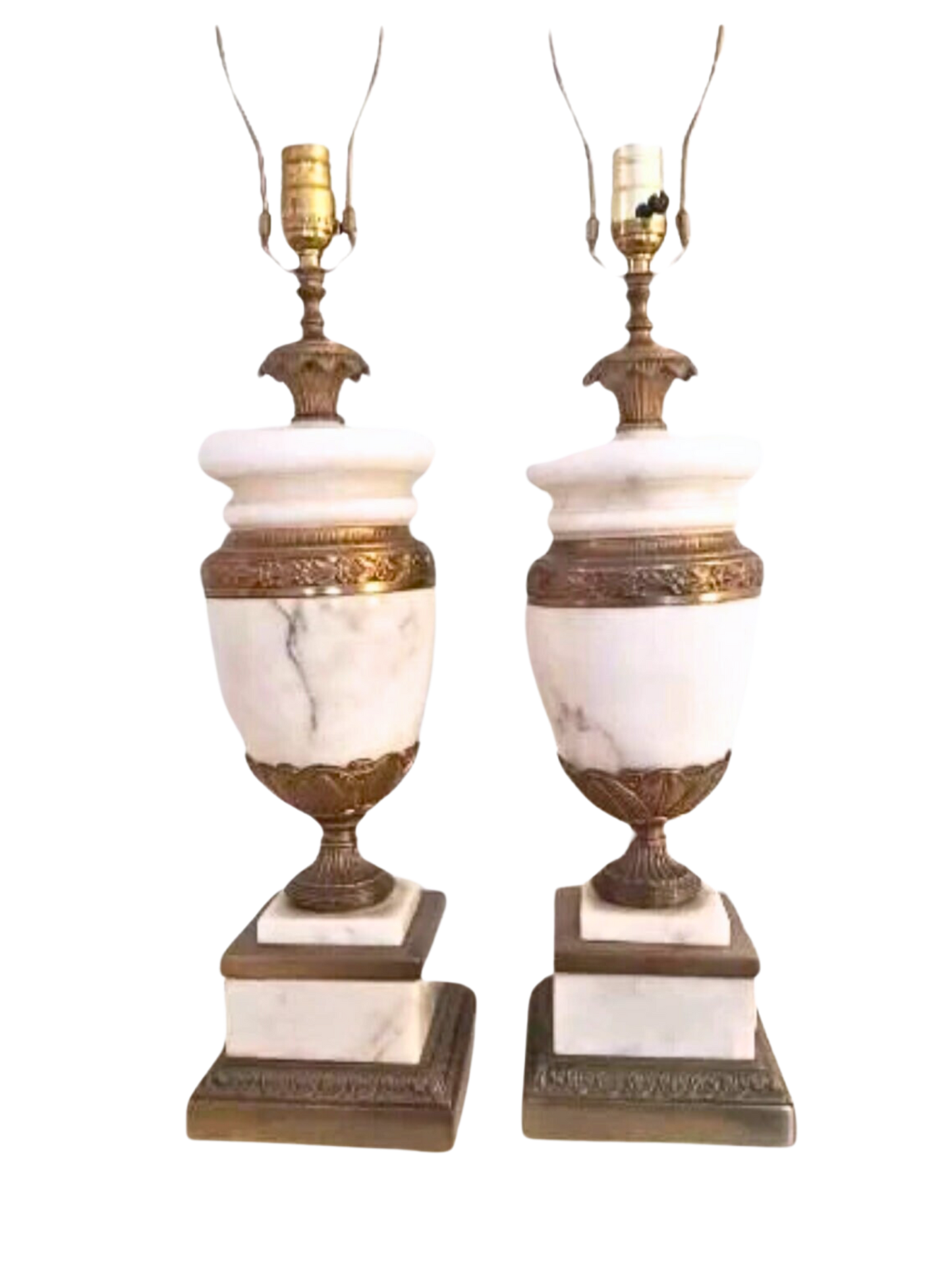 Italian Marble Table Lamps Neoclassical Style