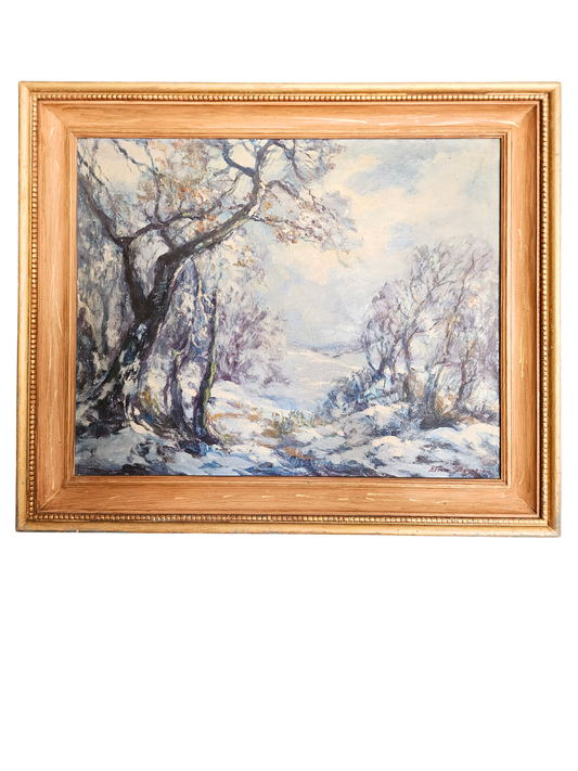 Oil painting by Elmer Berge winter scene 