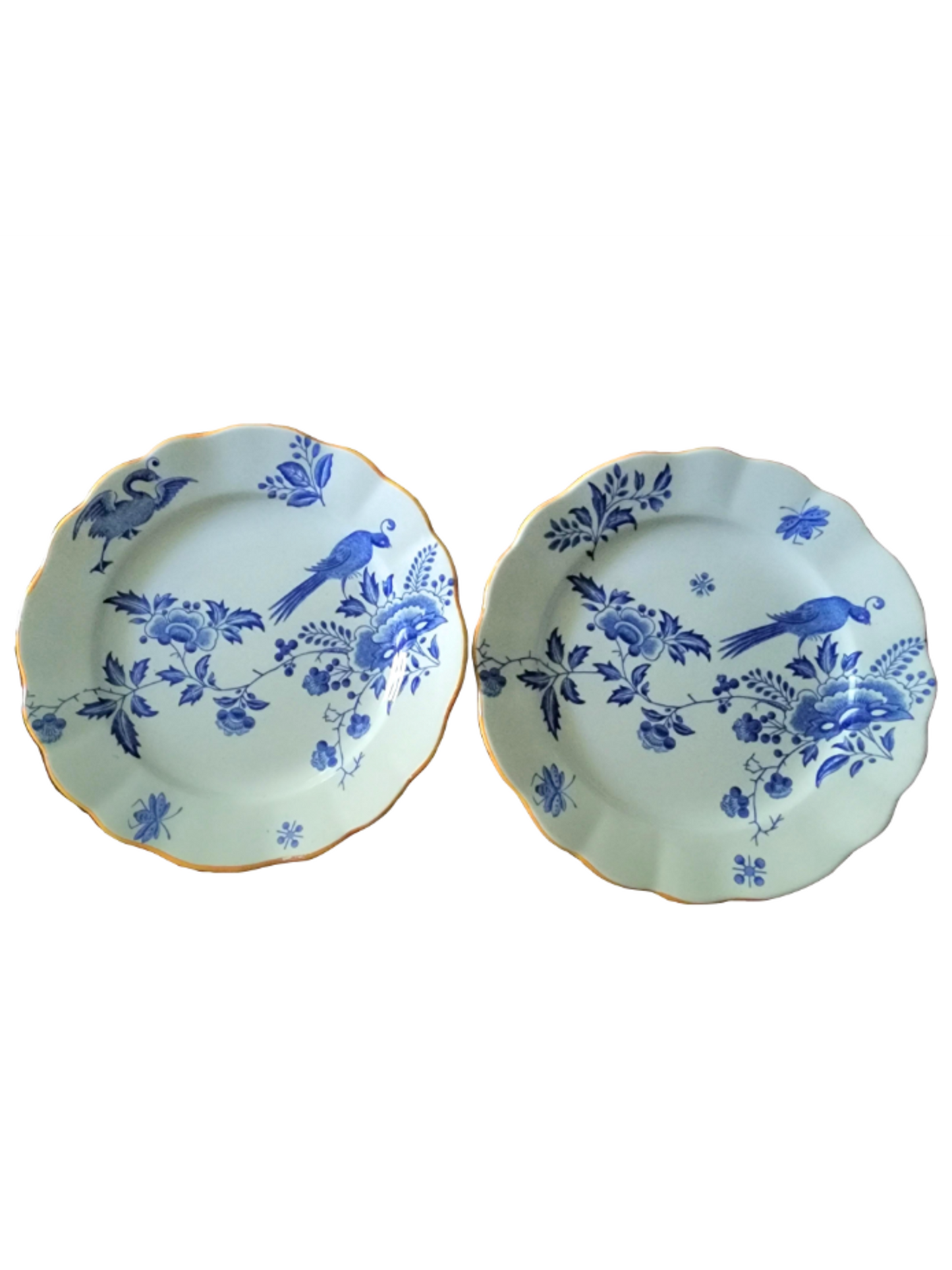 Antique Chinoiserie Style Compote Boch Frères Keramis Paon Blue and White Compote- Set of 2