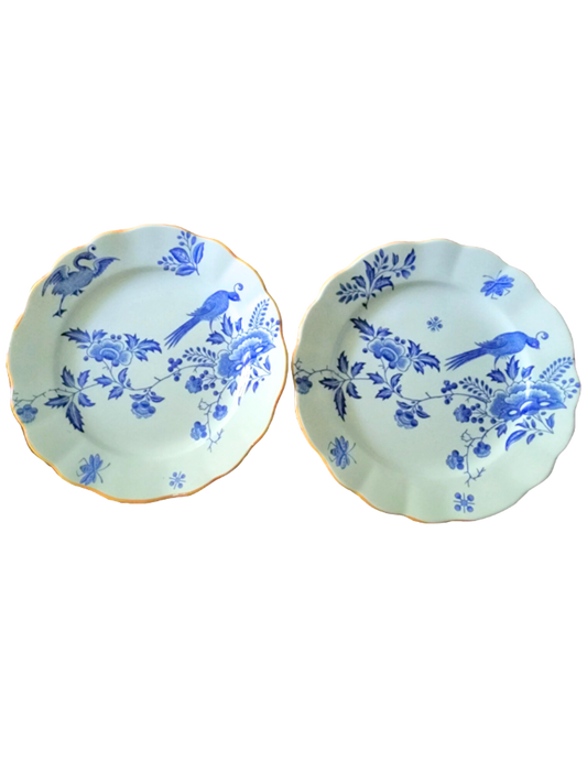 Antique Chinoiserie Style Compote Boch Frères Keramis Paon Blue and White Compote- Set of 2