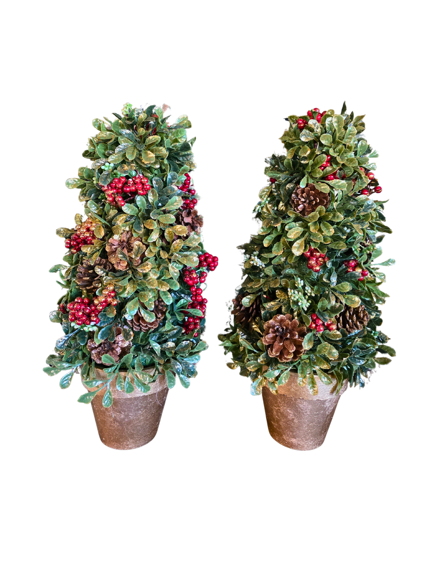 Pair of Holiday Boxwood-Style Topiary Trees