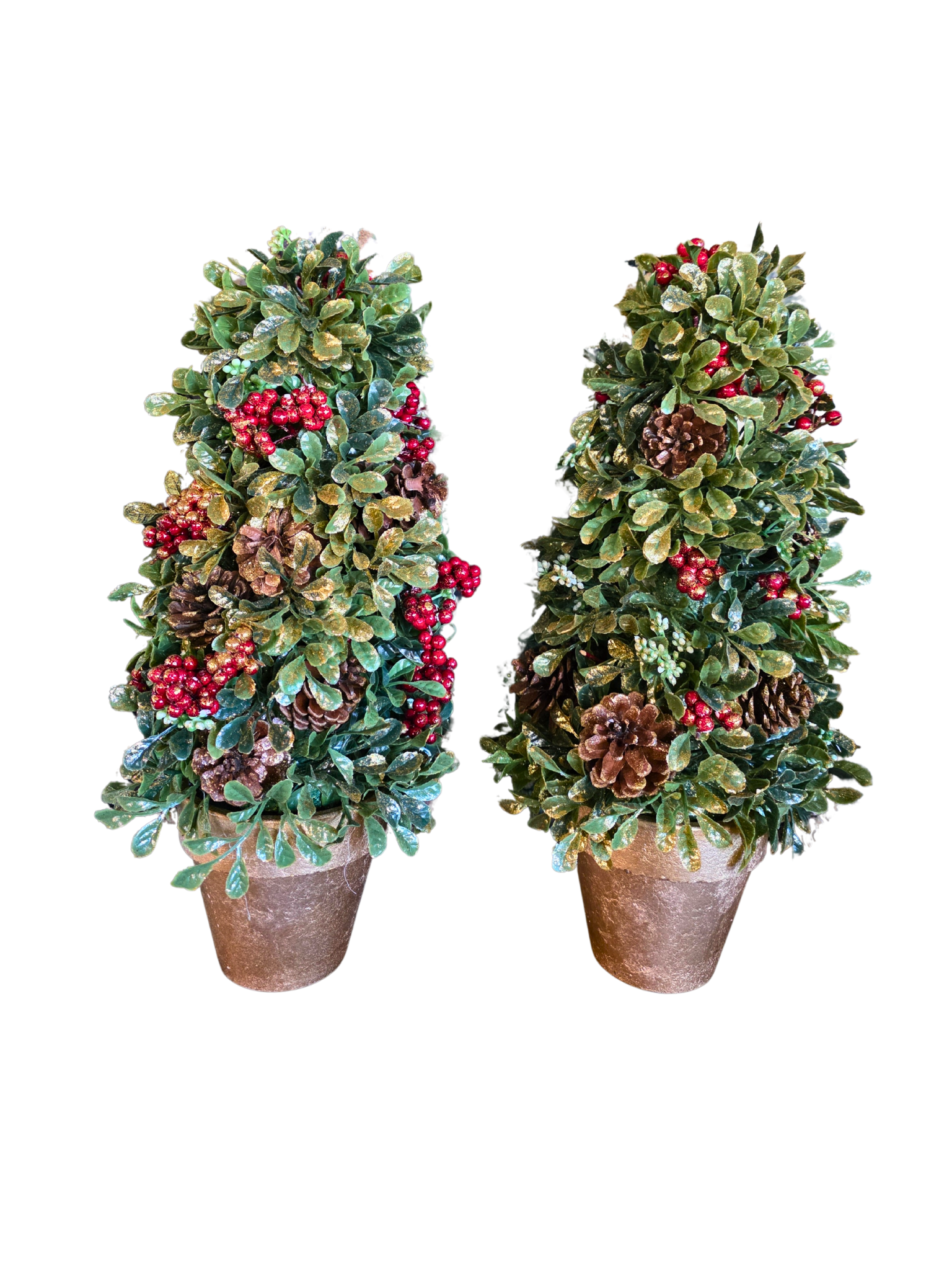 Pair of Holiday Boxwood-Style Topiary Trees