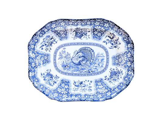 Festival Blue Turkey Platter by Spode Oval Serving Platter Festival Blue Pattern