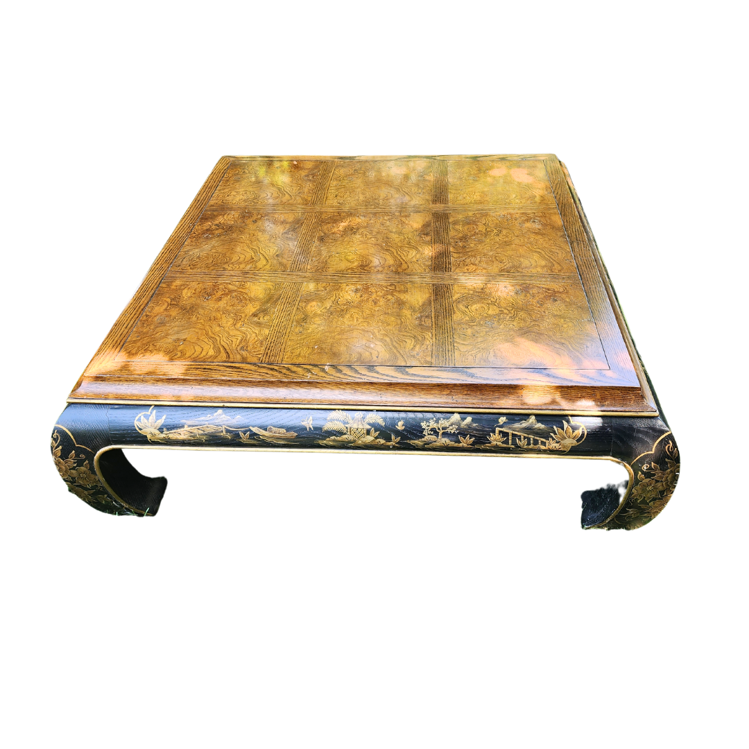 1950s Chinoiseries Ming style Coffee Table in Ebonized Wood