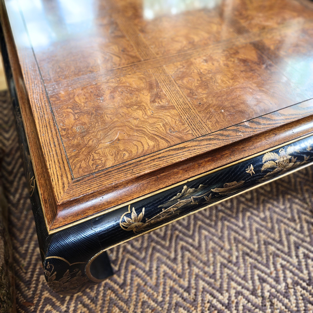 1950s Chinoiseries Ming style Coffee Table in Ebonized Wood