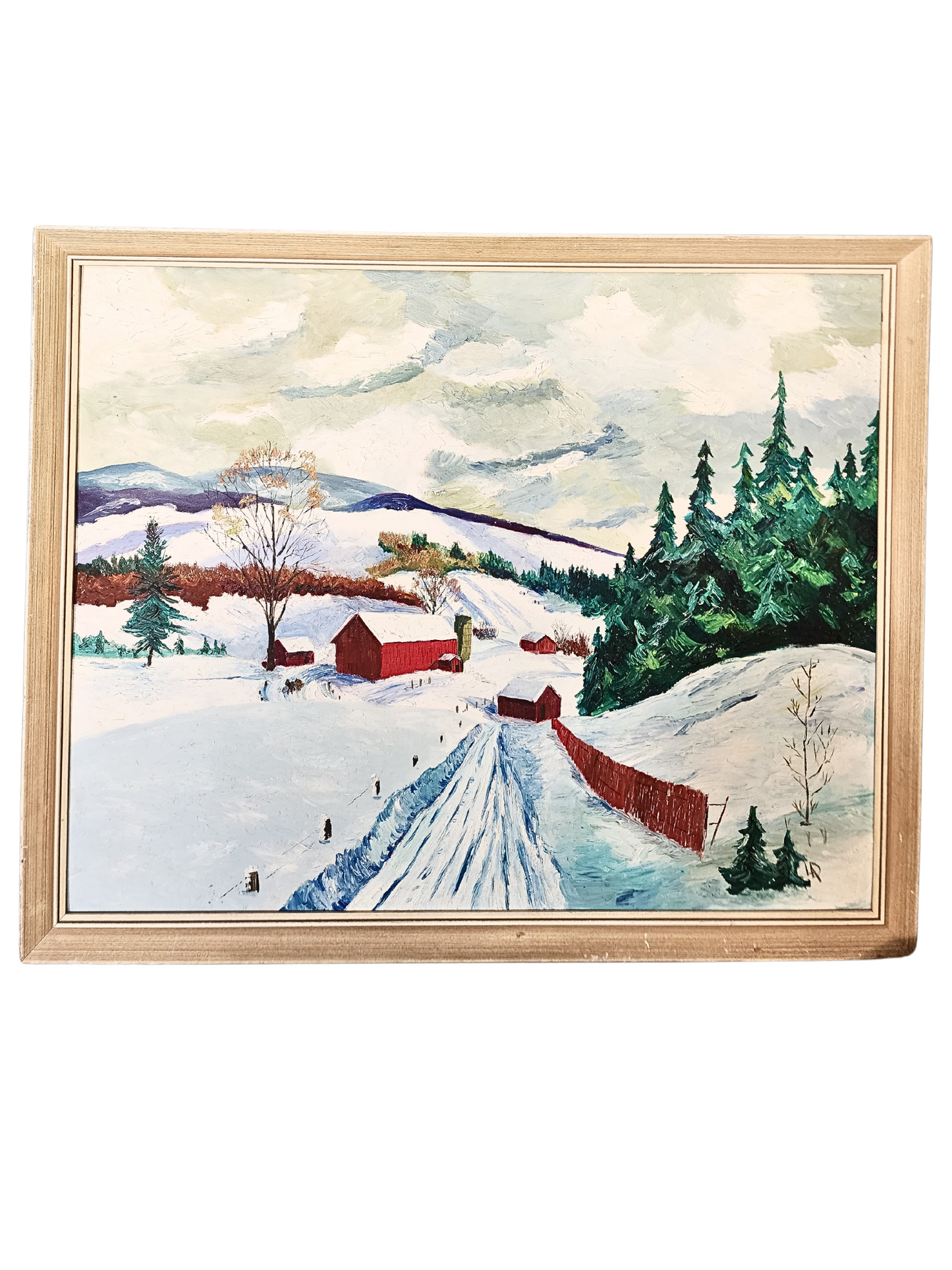 Vintage oil Painting Winter Scene