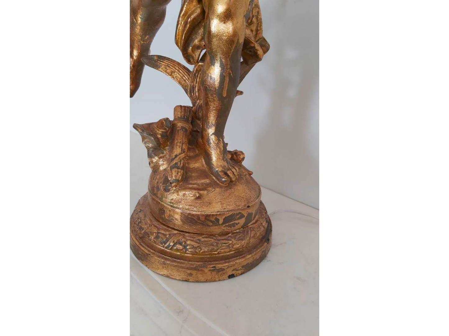 Figure Statue lamp| French cherub table lamp Antique Bronze French Angel lamp Nouveau Figurine | Cherub Putti Lamp|Hobnail lamp|spelter lamp