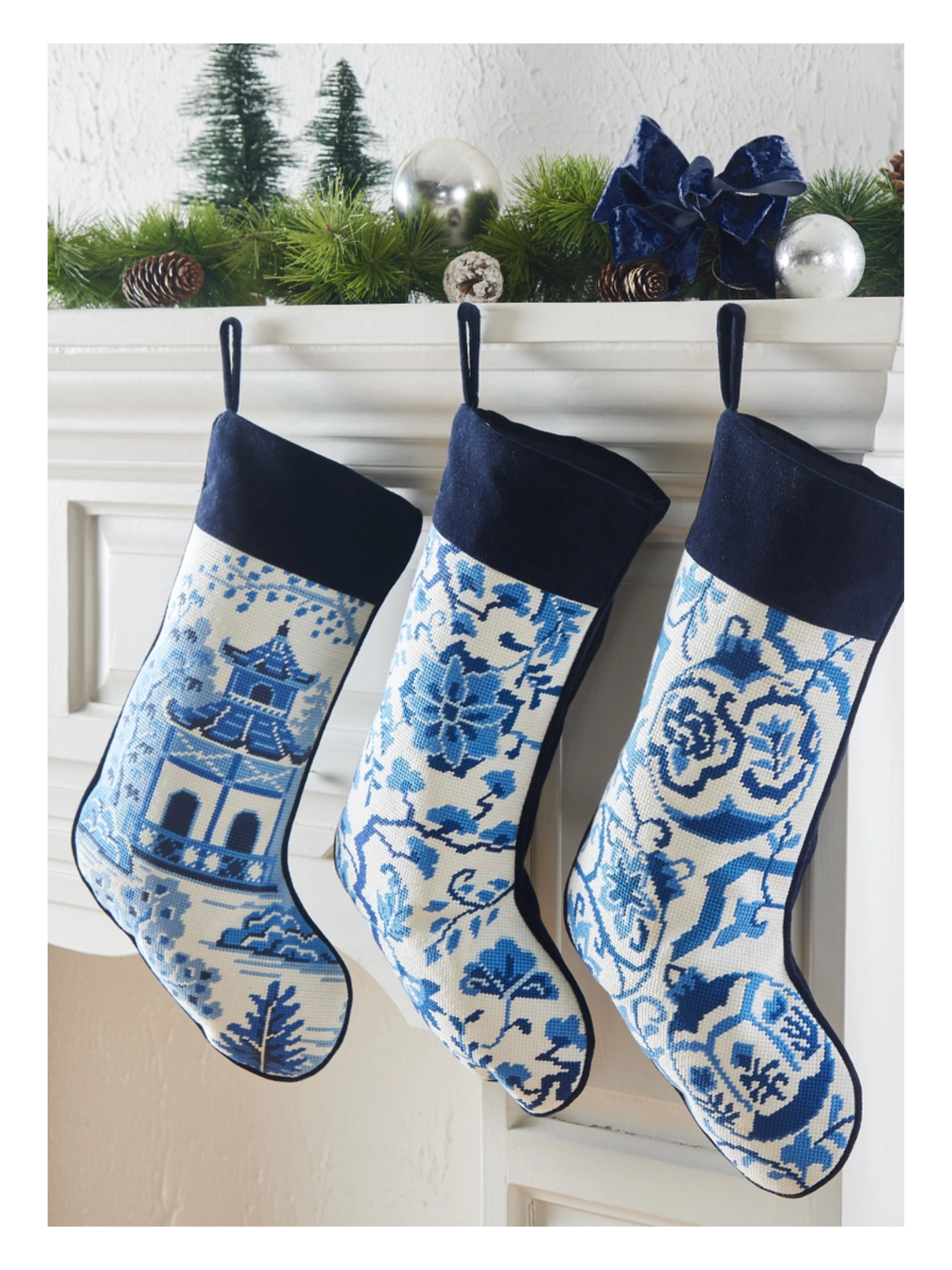 Chinoiserie Ornament Embroidered Stocking
