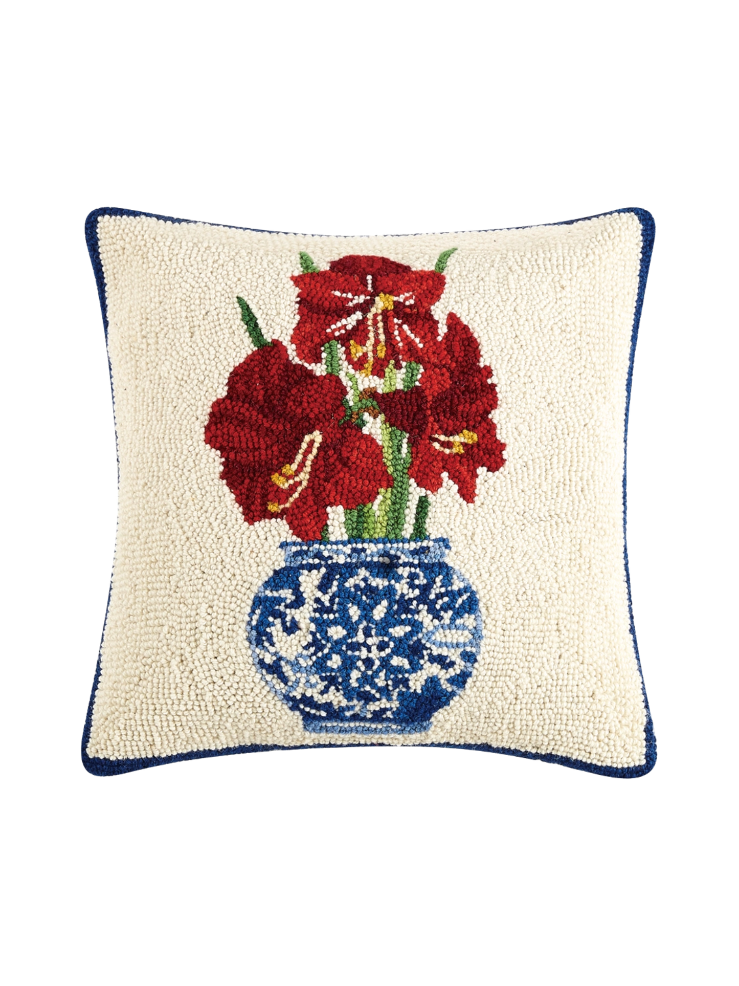 Holiday Chinoiserie Amaryllis Hook Pillow - Sally Eckman Roberts