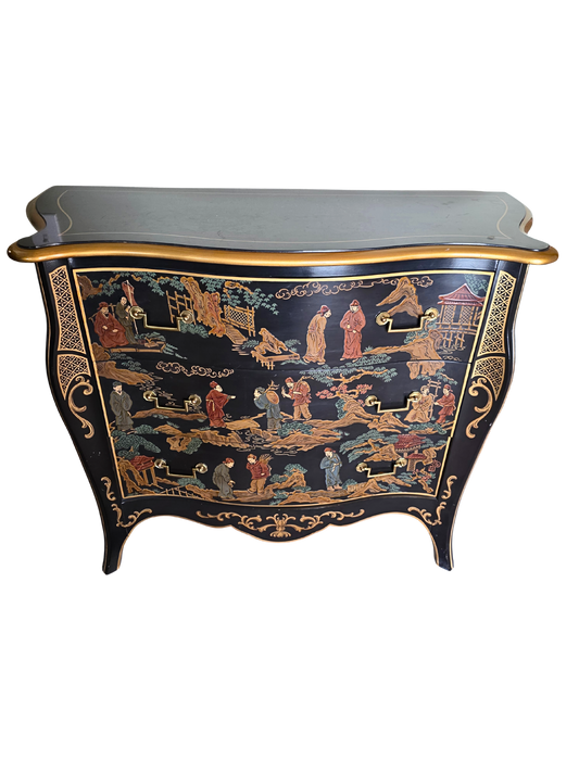 Vintage Chinoiserie Bombe Dresser by Drexel Heritage