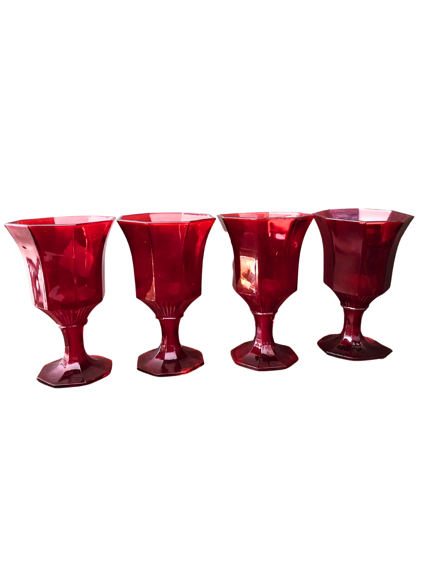 Vintage Independence Octagonal Red Ruby Goblets