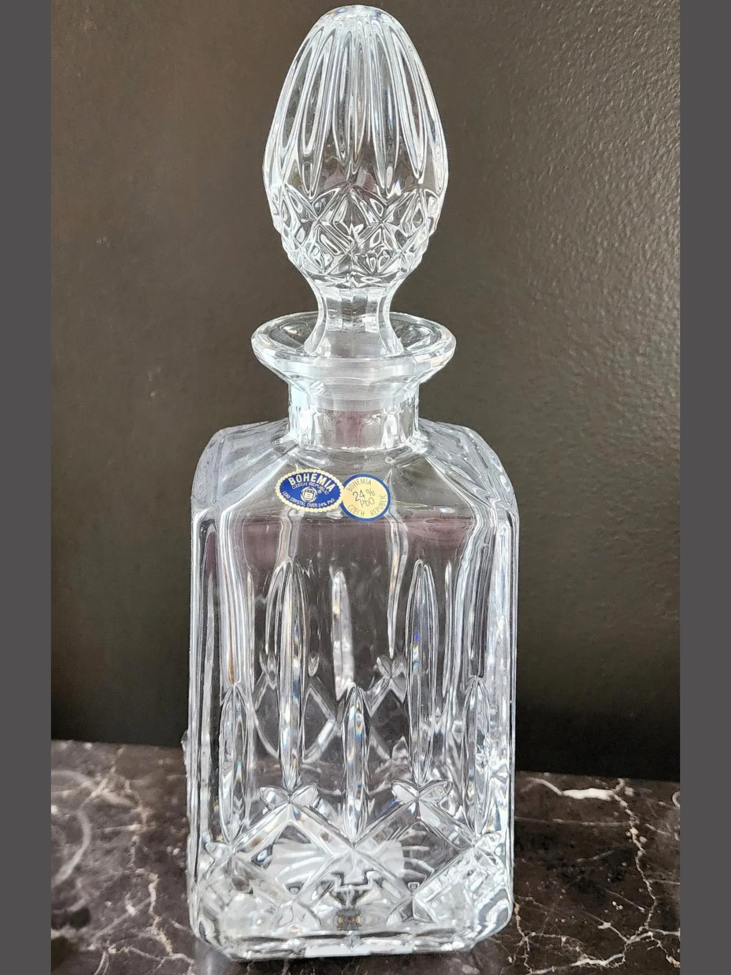 Crystal Decanter Bohemian Cut Glass Crystal Bourbon Decanter