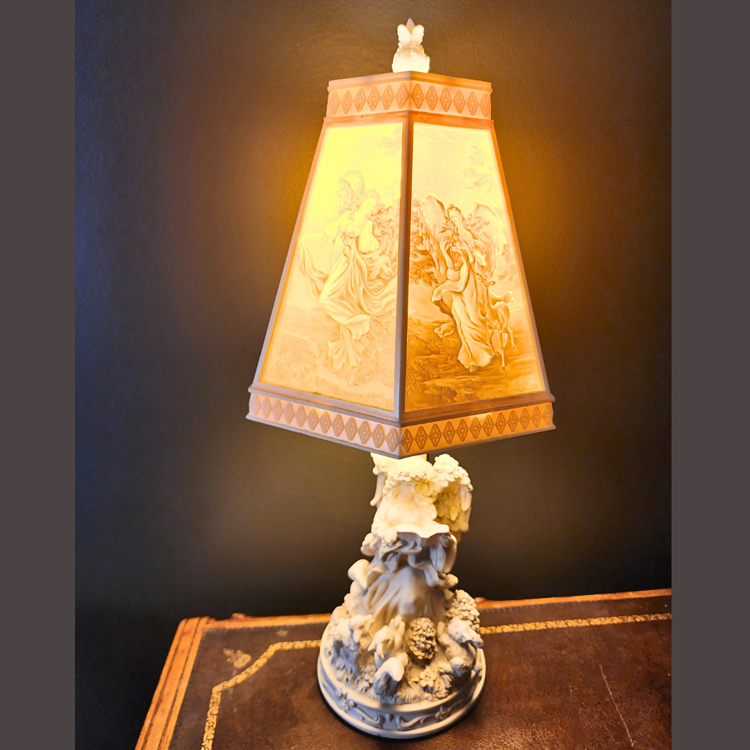 Vintage Lithophane Angel lamp