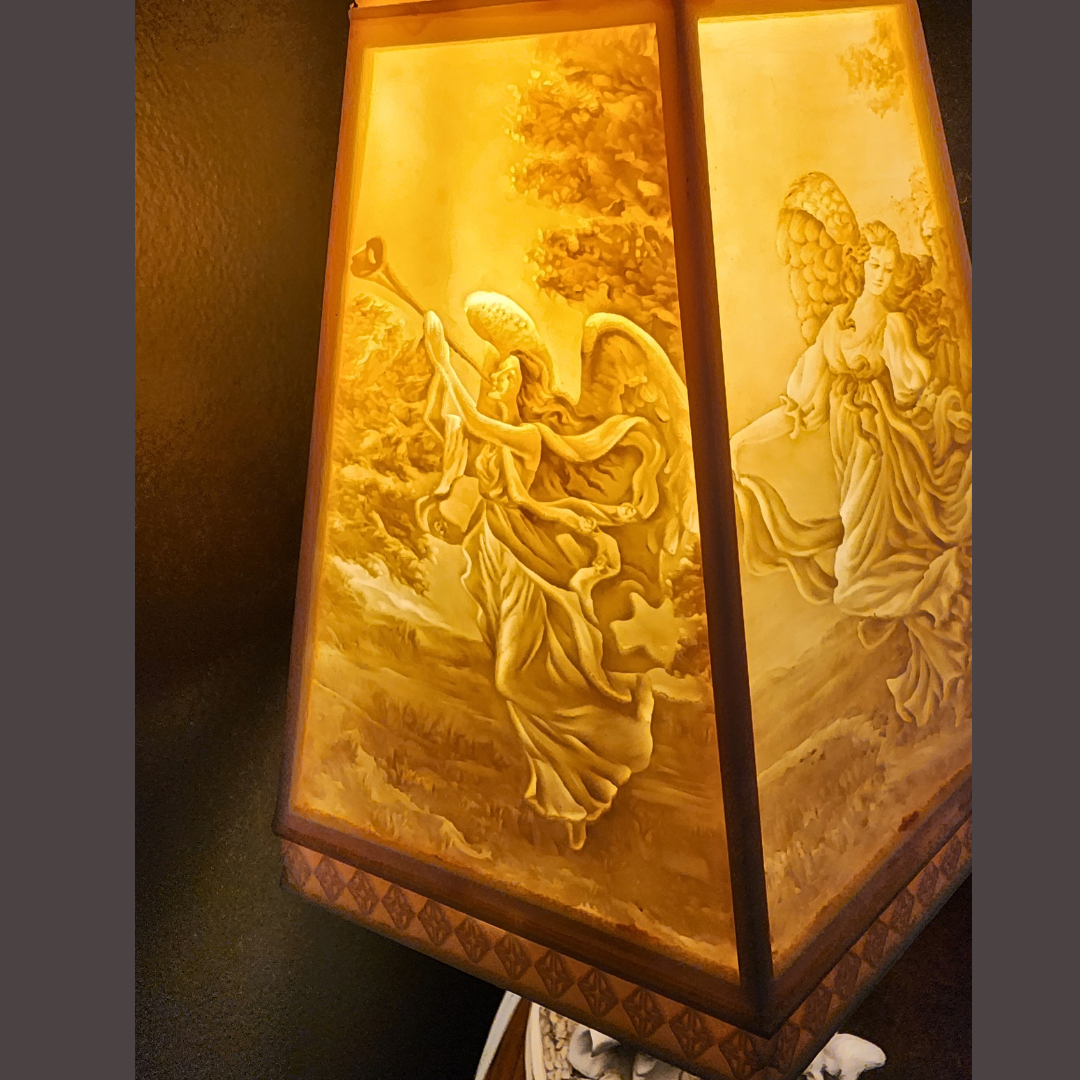 Vintage Lithophane Angel lamp