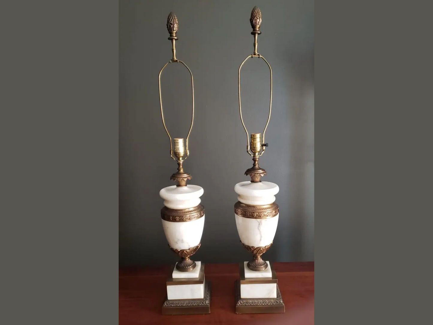 Italian Marble Table Lamps Neoclassical Style