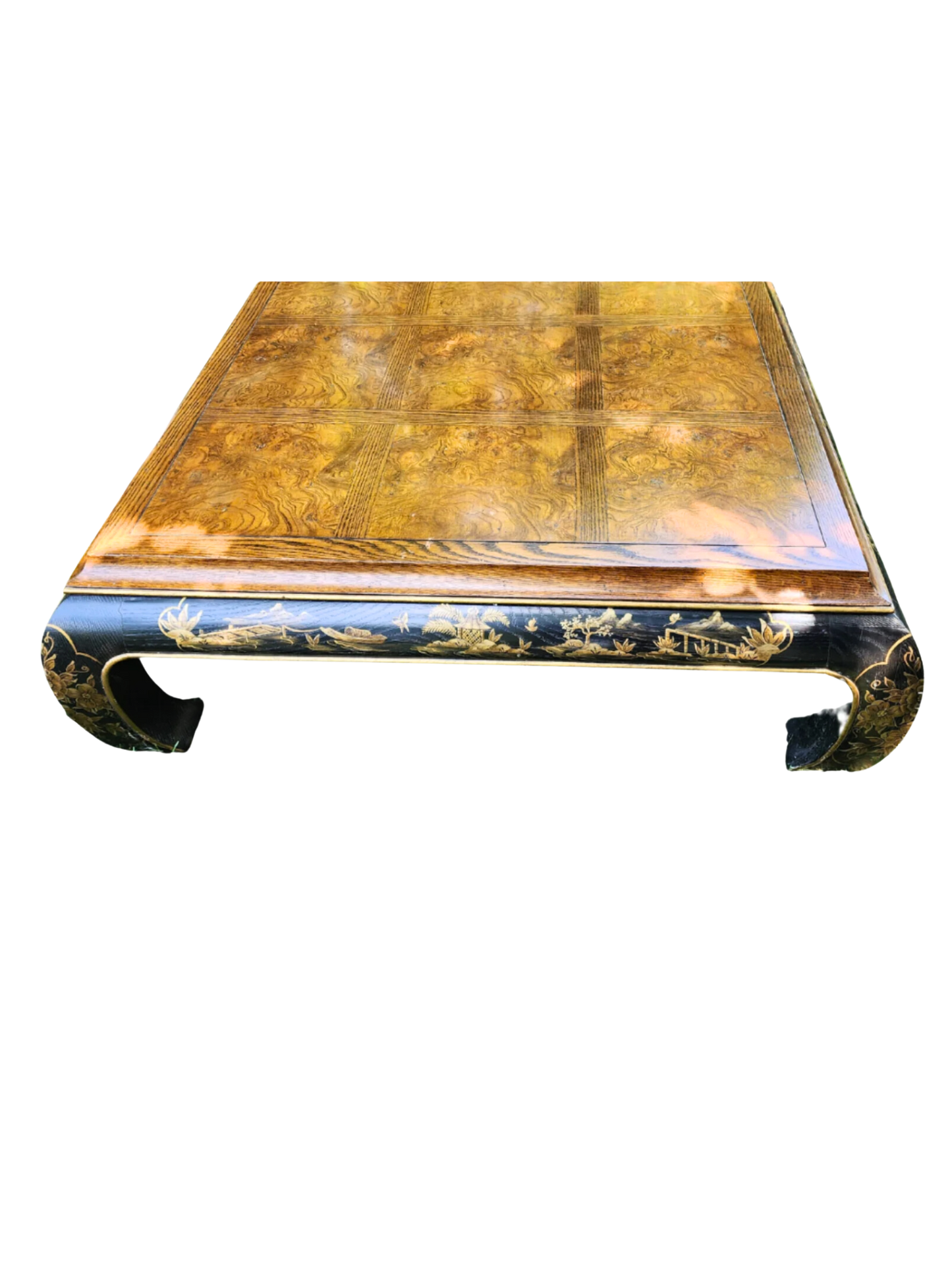 1950s Chinoiseries Style Ming Chow Leg Coffee Table in Ebonized Wood