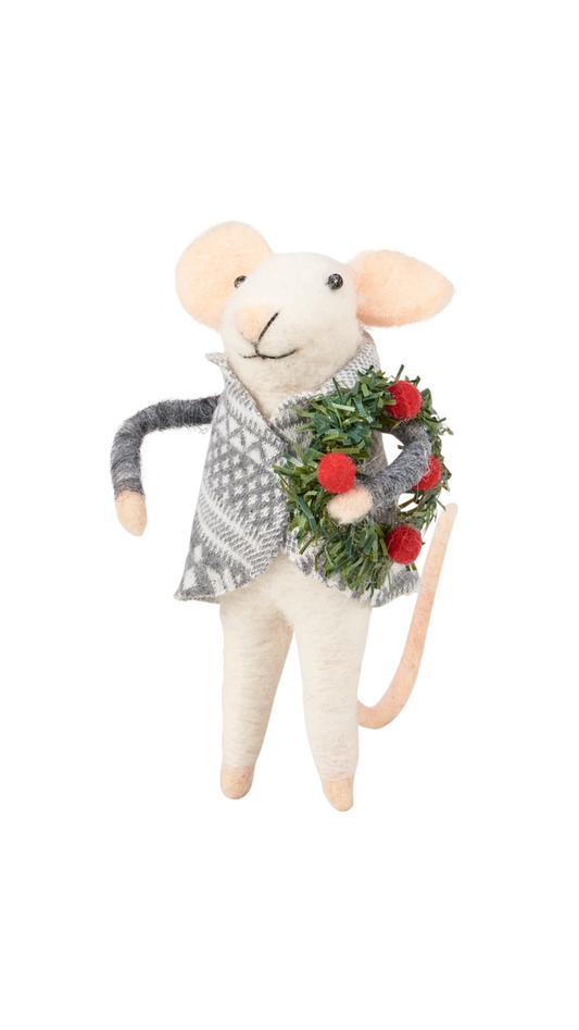 Felted Mouse Critter Ornament