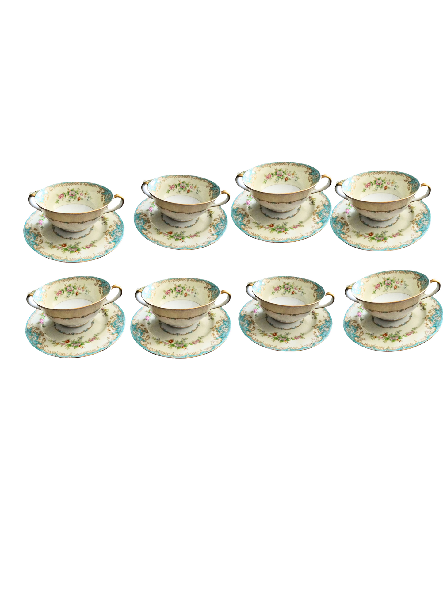 Noritake Bouillon Cups and Saucer Set: Elegant Vintage Dining Essentials