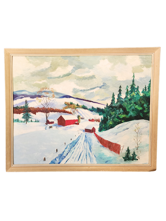 Country winter wonderland Oil Painting woodland theme