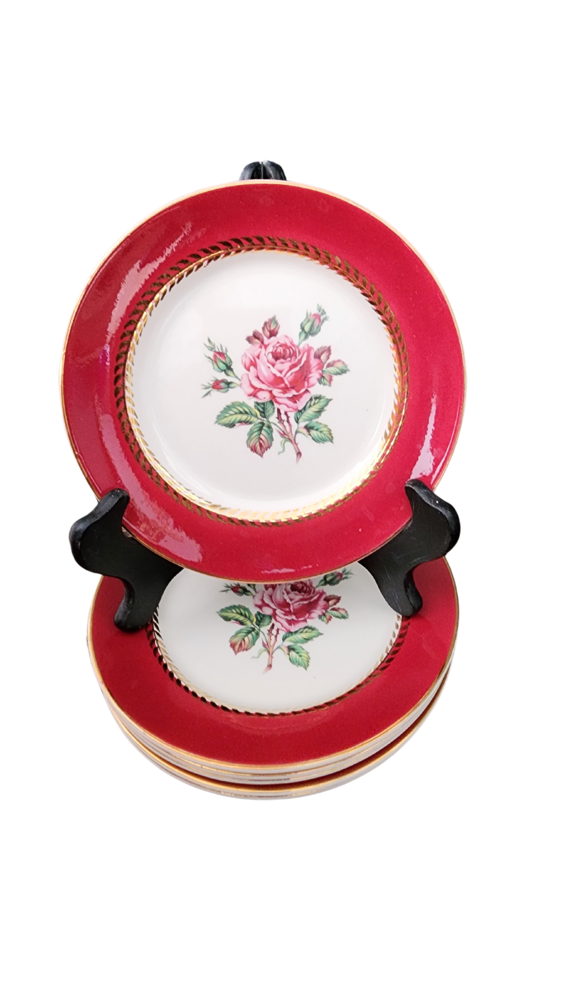 Lady Marlowe Stetson Salad Plates Pink Rose Red Plates