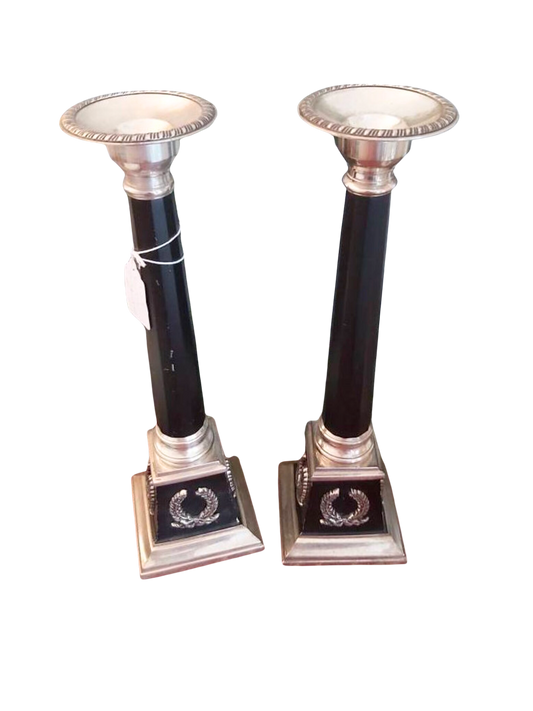 Vintage Bombay Silver Plated Candlesticks candle holders with laurel design