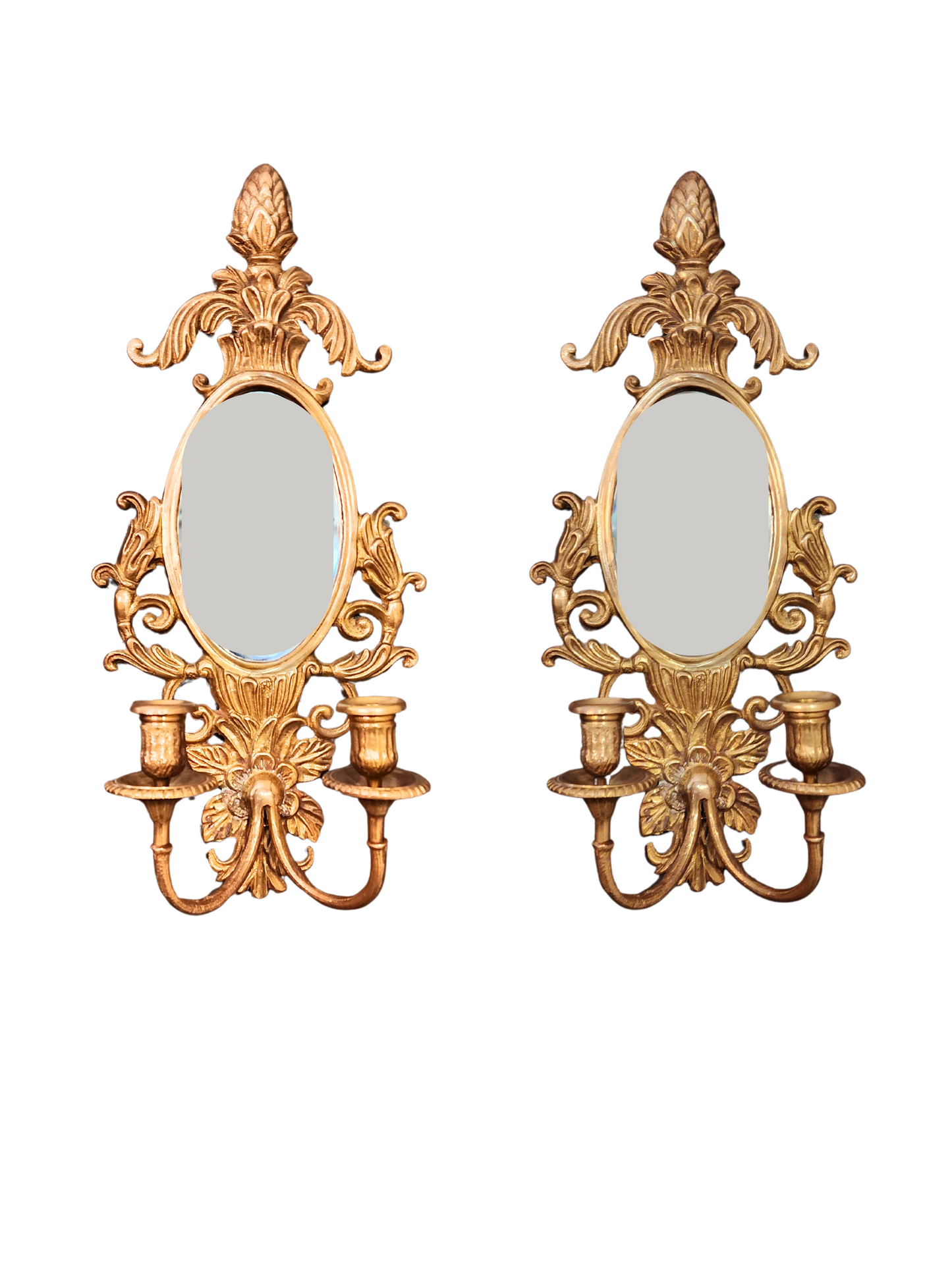 Vintage Barss Wall Sconces |  Brass Mirrored Candle Holder Wall Sconces