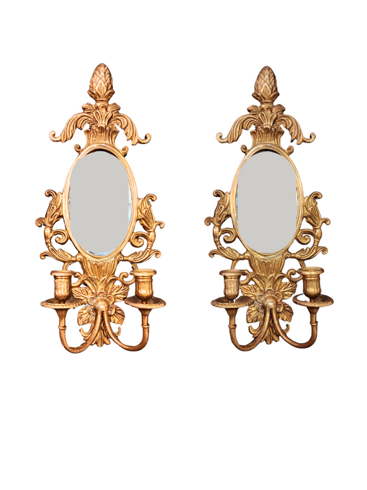 Vintage wall Sconces |  Brass Mirrored Candle Holder Wall Sconces